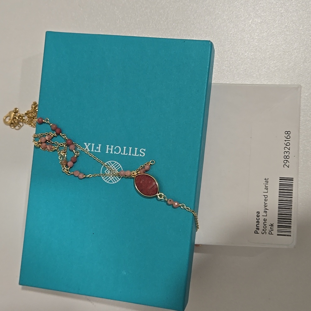 Stitch Fix Gold and Pink Layered Necklace - Picture 16 of 16